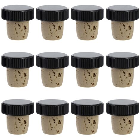 Westmark 12 tappi per bottiglie di vino, liquori, olio o aceto, sughero naturale/plastica, marrone chiaro/nero, 482020E4