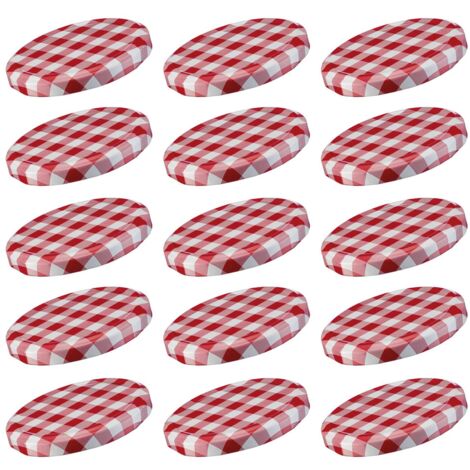 Westmark 15 Tappi a Vite per Barattoli di Vetro, Rotondo, ø 82 mm, Latta, Rosso/Bianco, Karriert, 409522E3