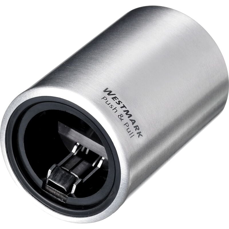 Image of Westmark Apribottiglie automatico, Per tappi a corona, Alluminio spazzolato, Push&Pull, Argento, 5,3 x 5,3 x 8 cm