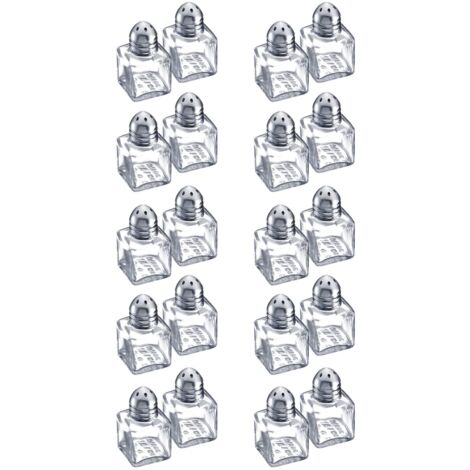 Westmark Set con mini contenitori per spezie, 10 set da 2 pezzi, Capacità: 10 ml l'uno, Acciaio inox/Vetro, Argento/Trasparente, 630722E2
