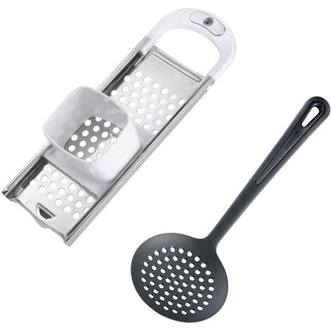 Westmark Set per Spätzle, 2 Pezzi, Taglia Spätzle con Inserto Scorrevole, Knöpfle, + 1 Mestolo, Gentle, Acciaio Inox/ABS/PA, Bianco/Argento/Nero, 611222E6