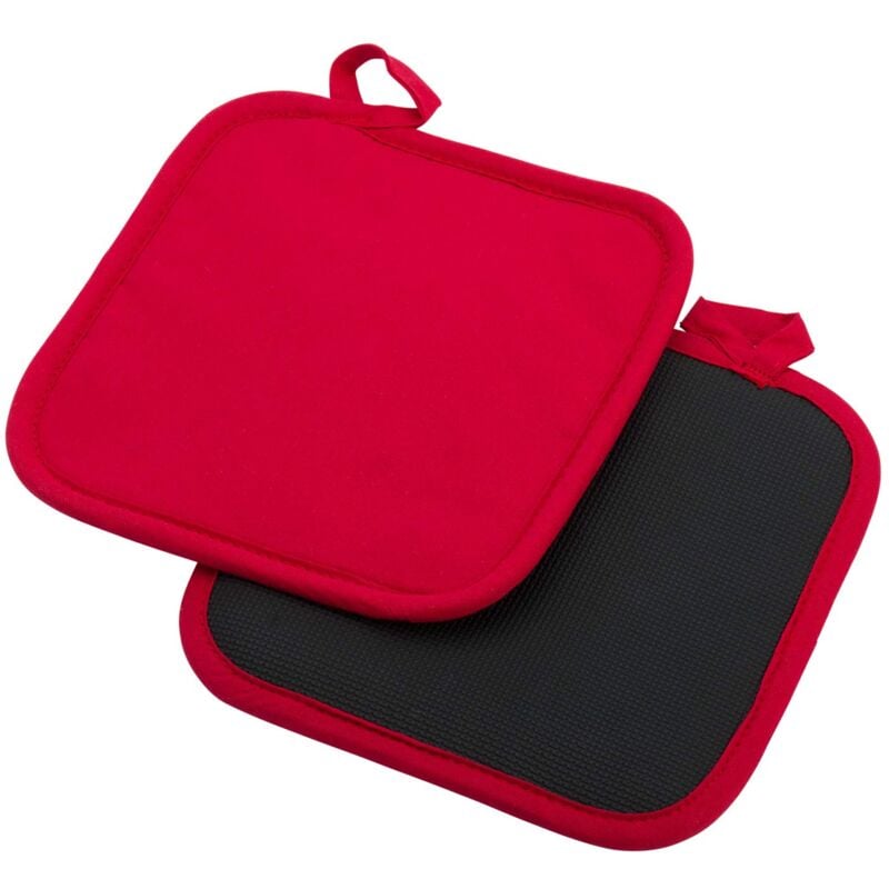 2 Presine, Quadrato, Dimensioni: ca. 20 x 20 cm, Cotone/Neoprene, Colore: Rosso/Nero, 15622270 - Westmark