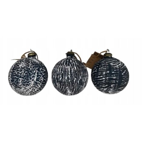 WESTWING Set mit 3 „Anastasia“-Weihnachtskugeln, 10 cm, dunkelblau