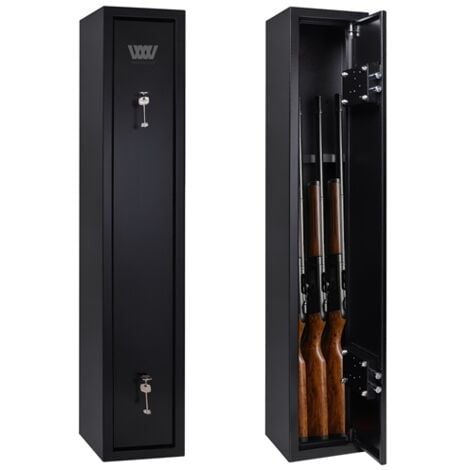 KMS WestWood Luxury 3 Gun Security Lockable Safe Cabinet Storage Scoped Shotgun Rifle Firearm With Locks Heavy Duty Steel Black