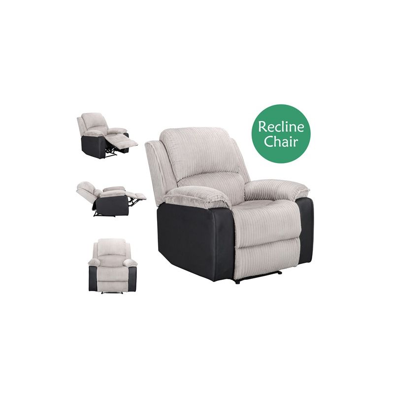 WestWood Manual Recliner Single Sofa Reclining Armchair Fabric Leather With Foot Rest WW-RS-05 Light Grey