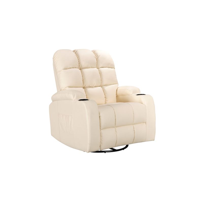 Leather Massage Sofa Swivel Chair Cinema Recliner Heating Function MLS12 Cream - Westwood