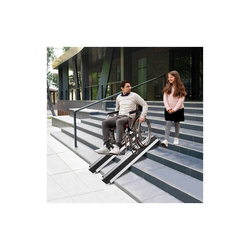 Westwood - 2PCS Wheelchair Ramps 5FT Portable Foldable for Mobility Scooters Anti-slip Carry Handles Bag