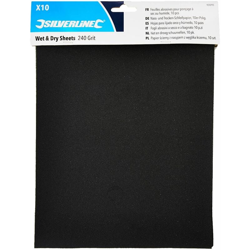 Silverline - Wet & Dry Sheets 10pk 240 Grit 959293