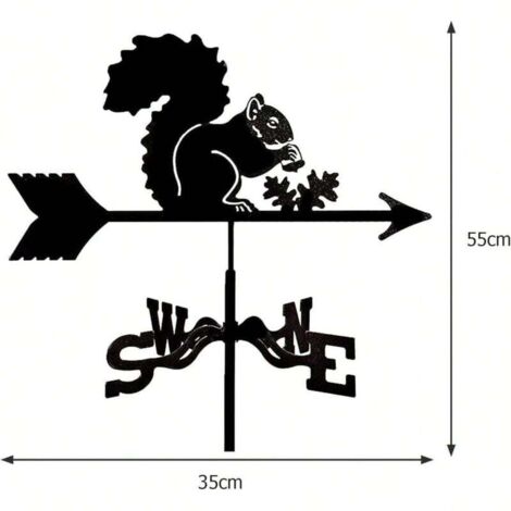 Wetterfahne in Form eines Eichhörnchens aus Metall, Gartenfigur, Wetterfahnenclip, handgefertigte Dekoration, Bauernhof, Garten, Pergola