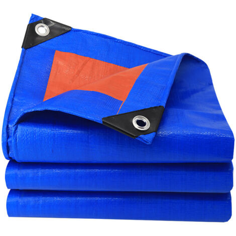 Wetterfeste Schutzplane für den Außenbereich, wasserdichte Plane, mit Polyethylen beschichtet, 4 m x 4 m x 6 m breit, blau-orange