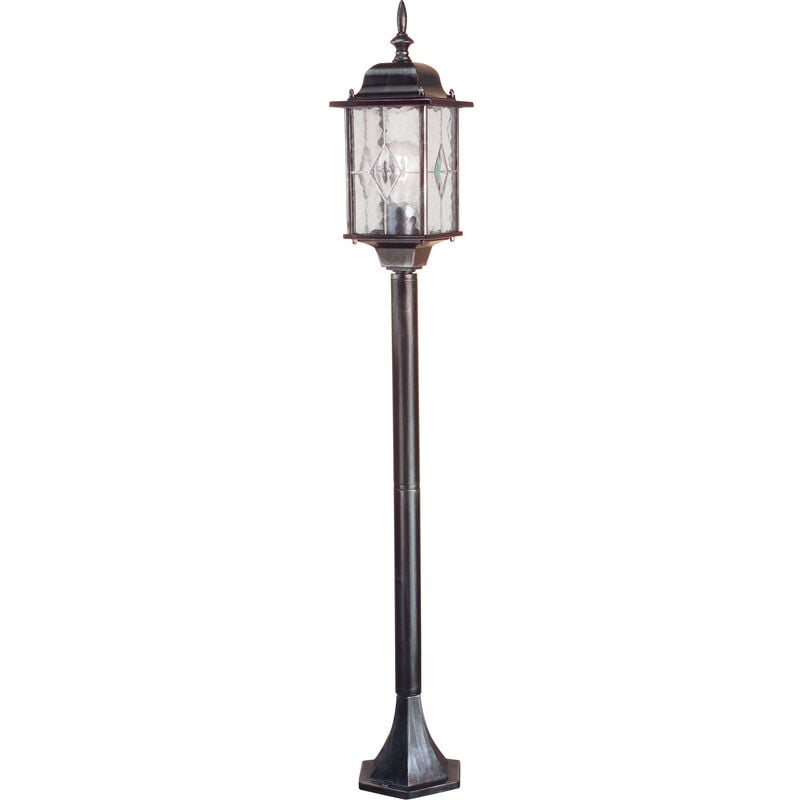 Wexford - 1 Light Outdoor Bollard Lantern Black Silver IP43, E27 - Elstead