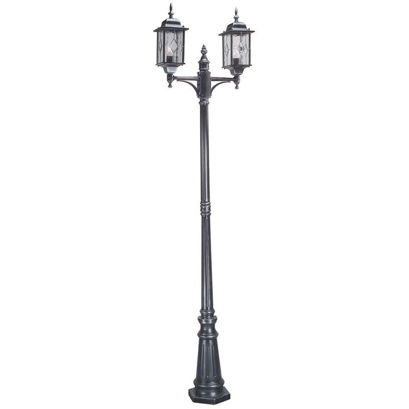 Elstead Lighting - Elstead Wexford - 2 Light Outdoor Lamp Post Black Silver IP43, E27