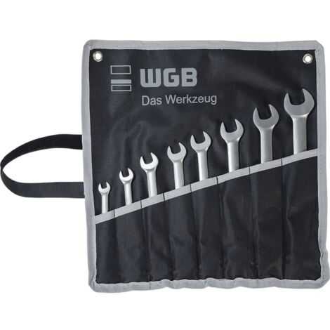 WGB Maulschlüssel-Satz mit Ringratsche 9235 RT/5 - 5-teilig gekröpft, Stopring, Rolltasche, Chrom-Vanadium Stahl