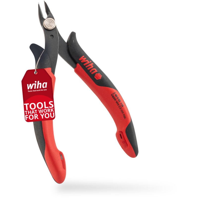 Wiha - Pince coupante diagonale Electronic Tête très étroite, pointue sans flanc 128 mm, 5 1/8' (26812)