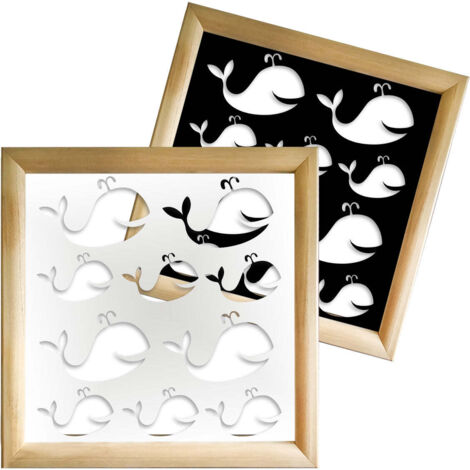 WHALE - Moduli Decorativi in Legno e PVC - Colore: bianco - Misura: 48x48 cm