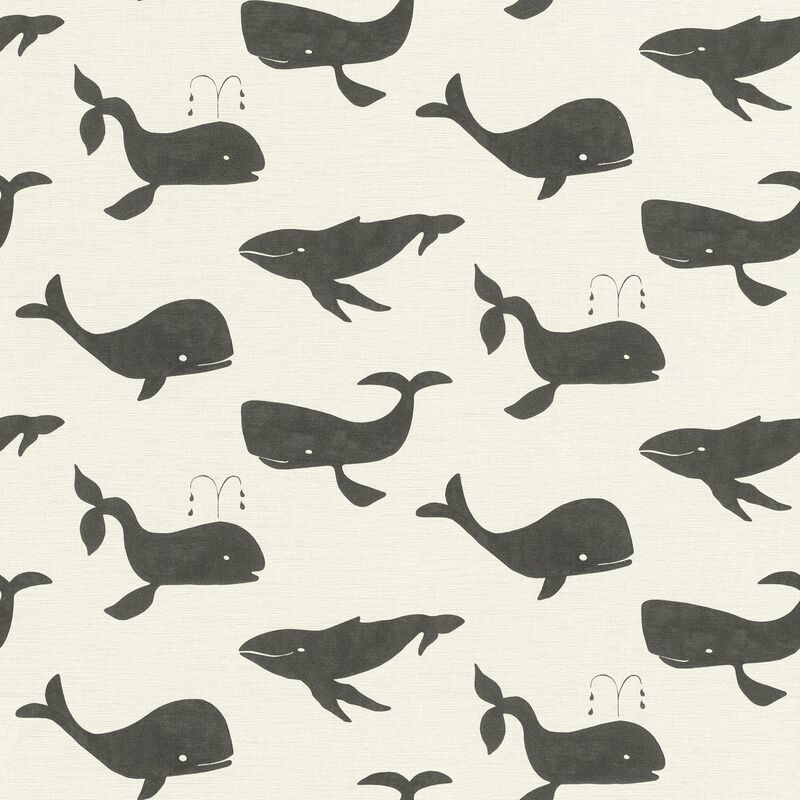 Whale Motif Wallpaper Claas Paste The Wall Vinyl Black White Kids Bedroom