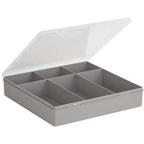 Wham Organiser Box 10.03 Square 29cm with 6 Divisions Soft Grey/Clear