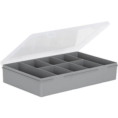 Wham Organiser Box 3.01 29cm with 8 Divisions Soft Grey/Clear