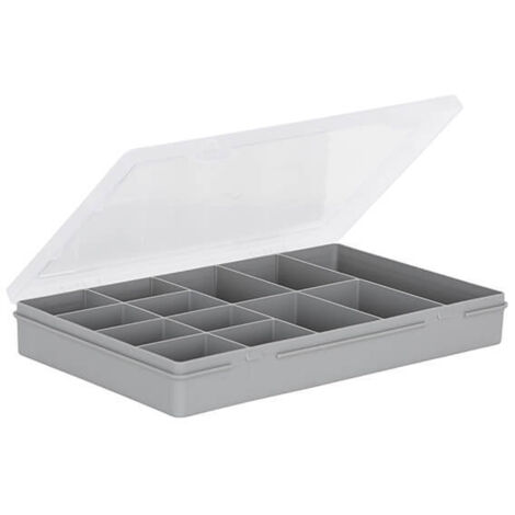 Wham Organiser Box 3.03 29cm with 13 Divisions Soft Grey/Clear