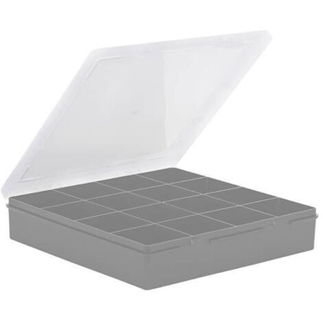 Wham Organiser Box 9.01 Square 23.5cm with 16 Divisions Soft Grey/Clear