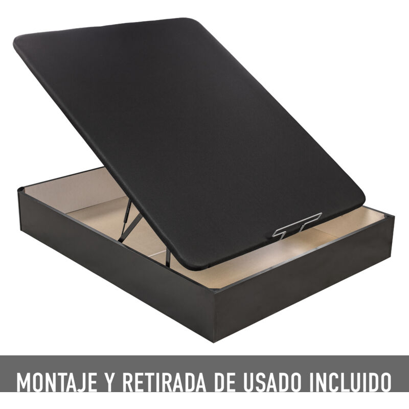 

What The Sleep I Canapé abatible gran capacidad I 140x200 I Montaje en domicilio y retirada usado incluido I Tapa 3D I Color Negro I 6 colores I