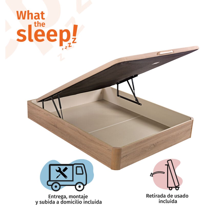 

What The Sleep!zzzz - What The Sleep I Canapé abatible Gran Capacidad I 90x200 I Montaje en Domicilio y Retirada Usado Incluido I Tapa 3D I Color