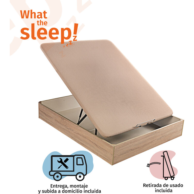 

What The Sleep I Canapé abatible Gran Capacidad I 90x182 I Montaje en Domicilio y Retirada Usado Incluido I Tapa 3D I Color Natural I 6 Colores I 2