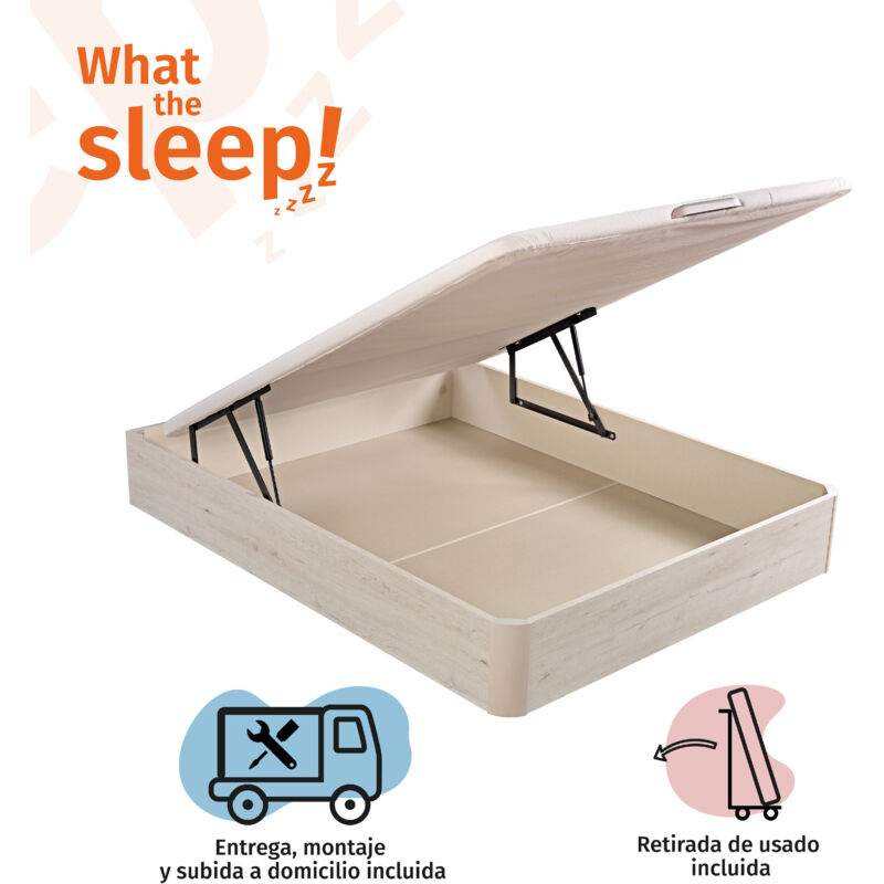 

What The Sleep I Canapé abatible Gran Capacidad I 140x200 I Montaje en Domicilio y Retirada Usado Incluido I Tapa 3D I Color Glaciar I 6 Colores I 2