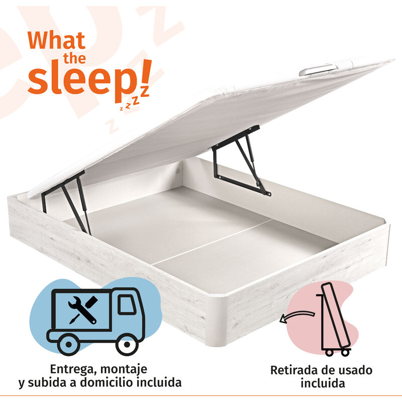 

What The Sleep!zzzz - What The Sleep I Canapé abatible Gran Capacidad I 90x182 I Montaje en Domicilio y Retirada Usado Incluido I Tapa 3D I Color