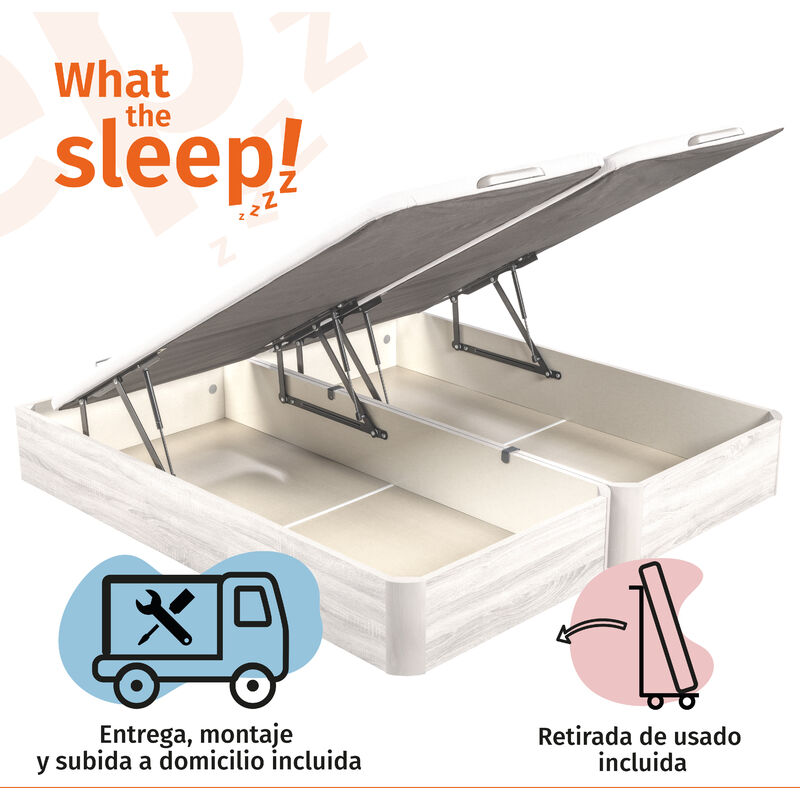 

What The Sleep!zzzz - What The Sleep I Canapé abatible Gran Capacidad I 180x182 I Montaje en Domicilio y Retirada Usado Incluido I Tapa 3D I Color