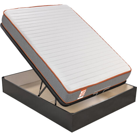 What the Sleep I Pack colchón sostenible HR con visco y canapé negro gran capacidad I Entrega, montaje dentro del domicilio y retirada de usado incluida I 3 años garantía