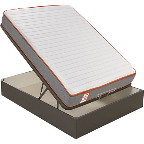 What the Sleep I Pack colchón sostenible HR con visco y canapé Wengué gran capacidad I Entrega, montaje dentro del domicilio y retirada de usado incluida I 3 años garantía