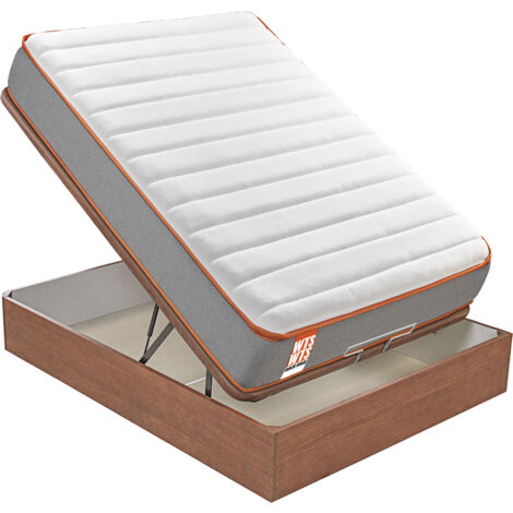 What the Sleep I Pack colchón sostenible HR con visco y canapé cerezo gran capacidad I Entrega, montaje dentro del domicilio y retirada de usado incluida I 3 años garantía