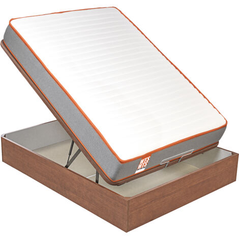What the Sleep I Pack colchón sostenible HR con visco y canapé cerezo gran capacidad I Entrega, montaje dentro del domicilio y retirada de usado incluida I 3 años garantía
