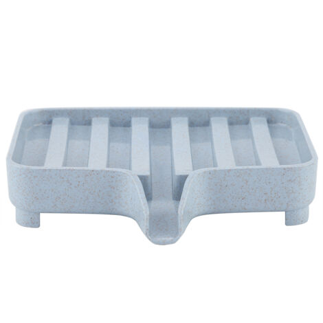 Wheat Straw Soap Sponge Drainage Storage Box Holder Bathroom Kitchen (Blue)