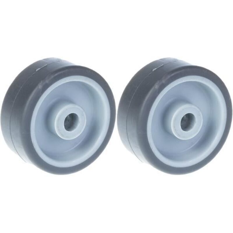 Wheel - 50 mm - Gray rubber - Plastic center - Capacity 80 kg - Pack of 2