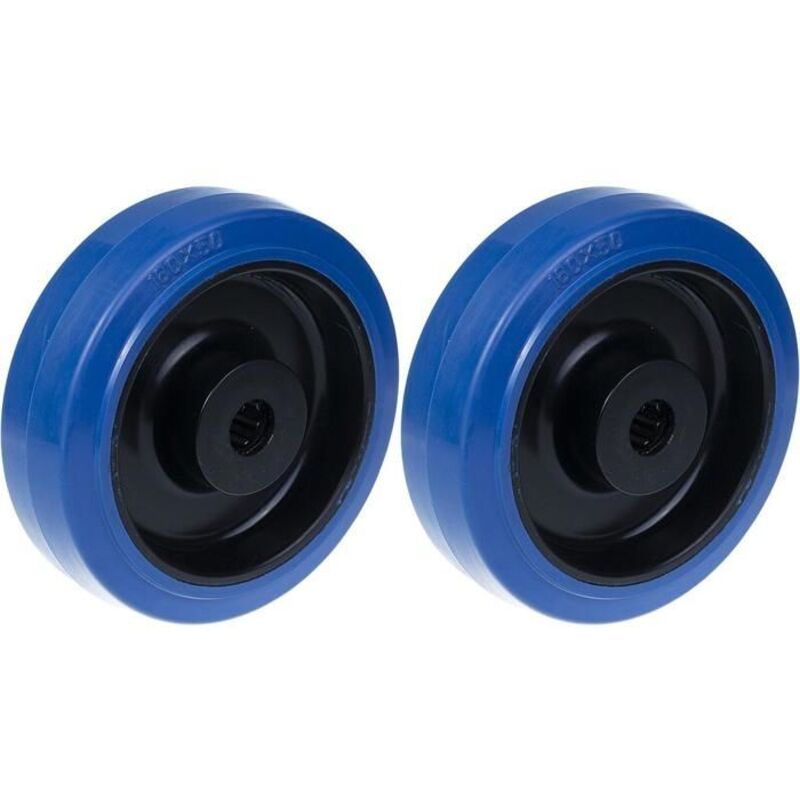 Wheel - Blue Rubber - 160 mm - Nylon - Stainless Steel - 700 kg (Pack of 2)