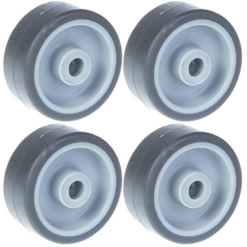 Wheel - Capacity 160 kg - Set of 4 - Grey rubber - Diameter 50 mm - Plastic center