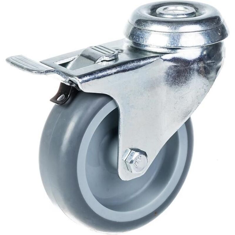 Wheel - Castor - 75 mm - Grey rubber - Swivel - With brake