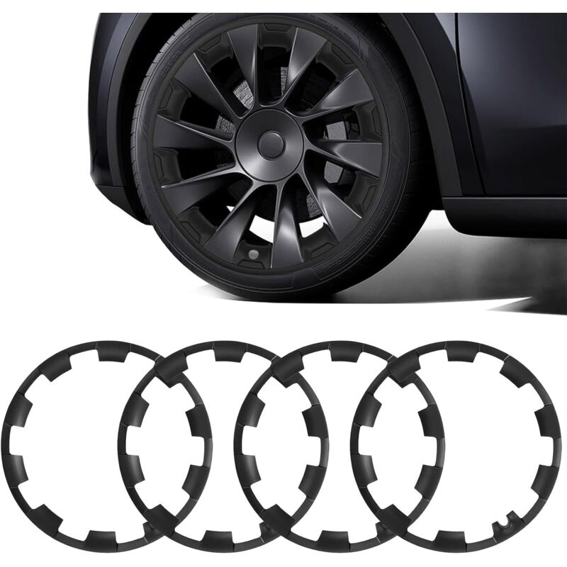 Wheel protectors, wheel covers for 20-inch Tesla Model Y wheels, full protection for Model Y 2019-2024, ABS wheel protectors, set of 4, black (Model