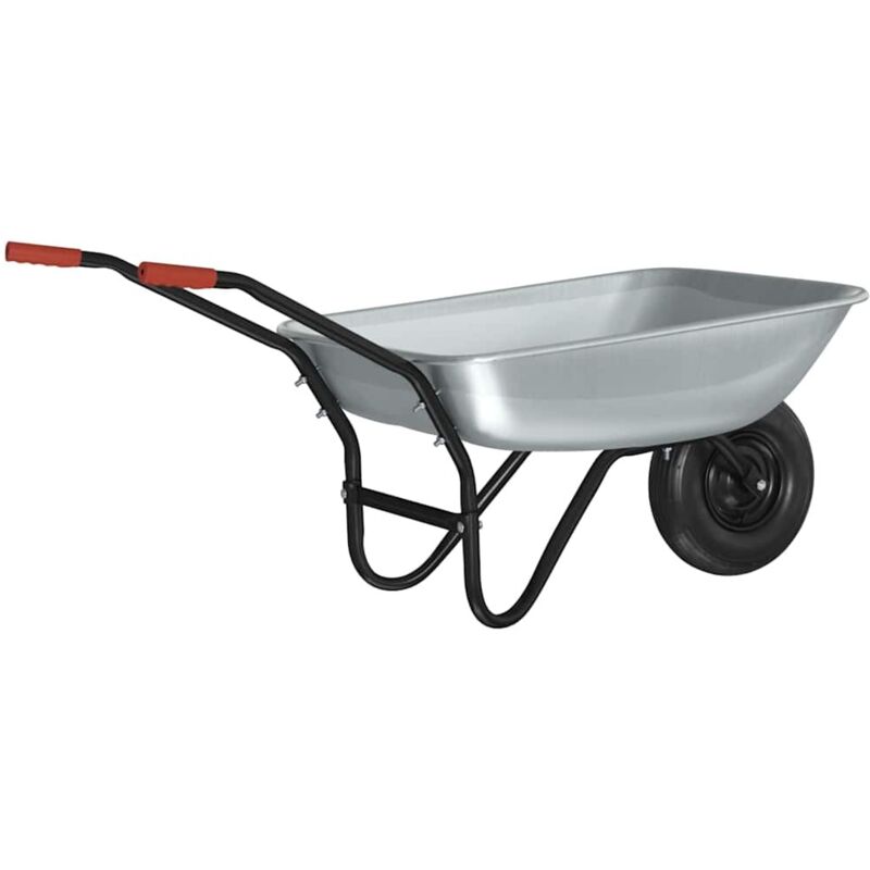 Wheelbarrow Silver And Black 133 X 62.5 X 58 Cm Steel Vidaxl