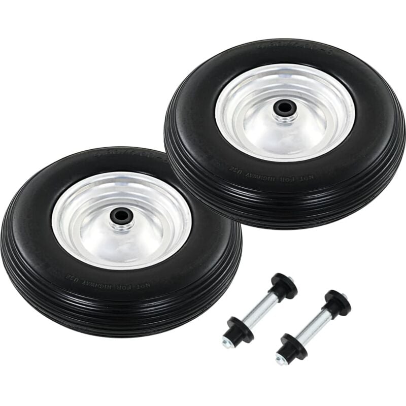 Vidaxl - Wheelbarrow Wheels 2 pcs with Axles Solid pu 4.00-8 390 mm