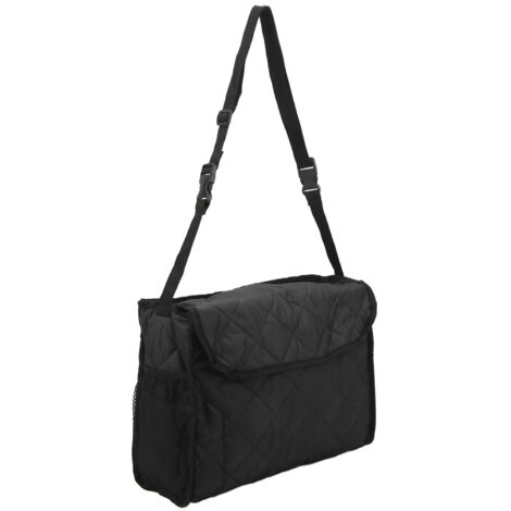 Wheelchair Hanging Storage Bag Quilted Cotton Household Walker Accessories for Scooter Trolley Black