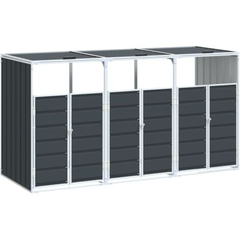 Wheelie Bin Storage for Triple Bins Anthracite 216x81x115 cm Steel vidaXL