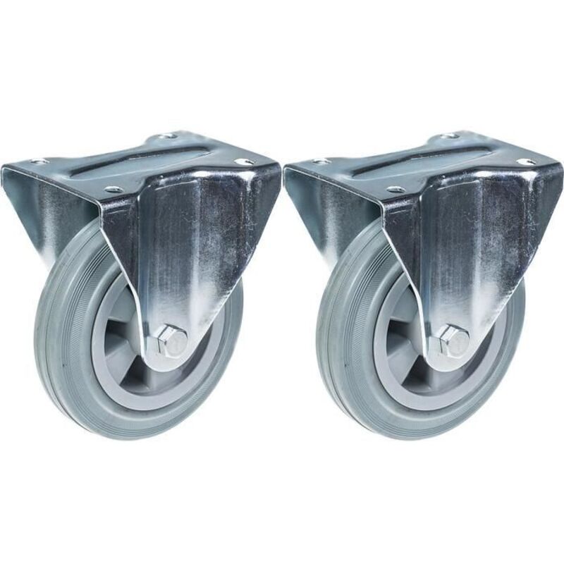 Wheels - 160mm - Gray rubber - Capacity 270kg - Set of 2