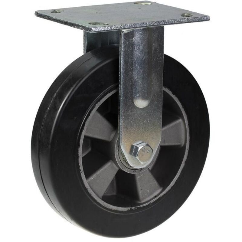Wheels - 200 mm - Fixed - Black rubber - Capacity 450 kg
