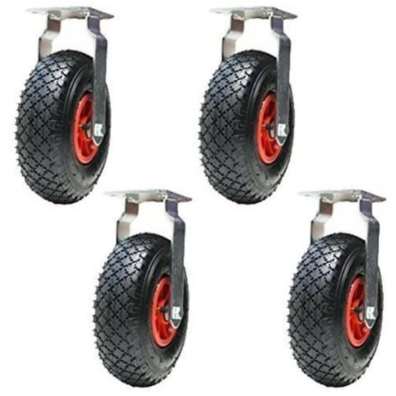 Wheels - 260mm - Fixed - Pneumatic - Pack of 4