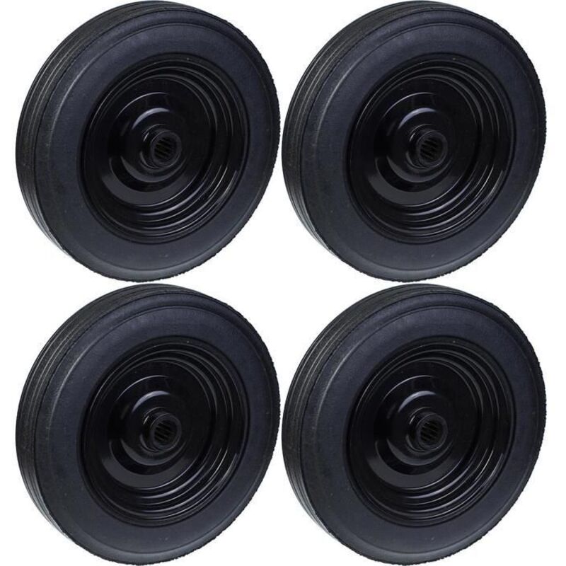 Wheels - 400mm - Black rubber - Pressed steel - Capacity 500kg per wheel