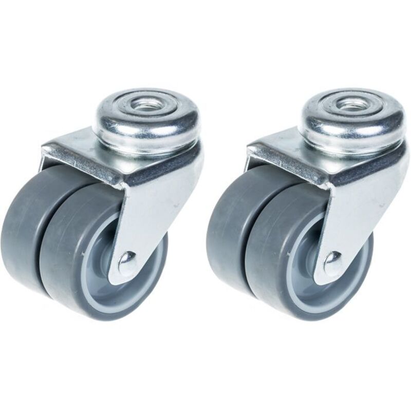 Wheels - 50 mm - Grey rubber - Pack of 2 - Capacity 140 kg