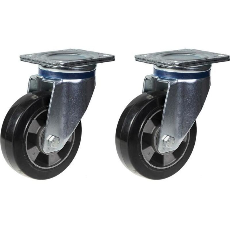 Wheels - Black Rubber - 152mm - Swivel - Set of 2